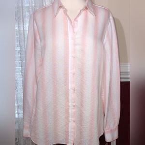 Cremieux Women's Pink and White Shirt Sz Large NWT